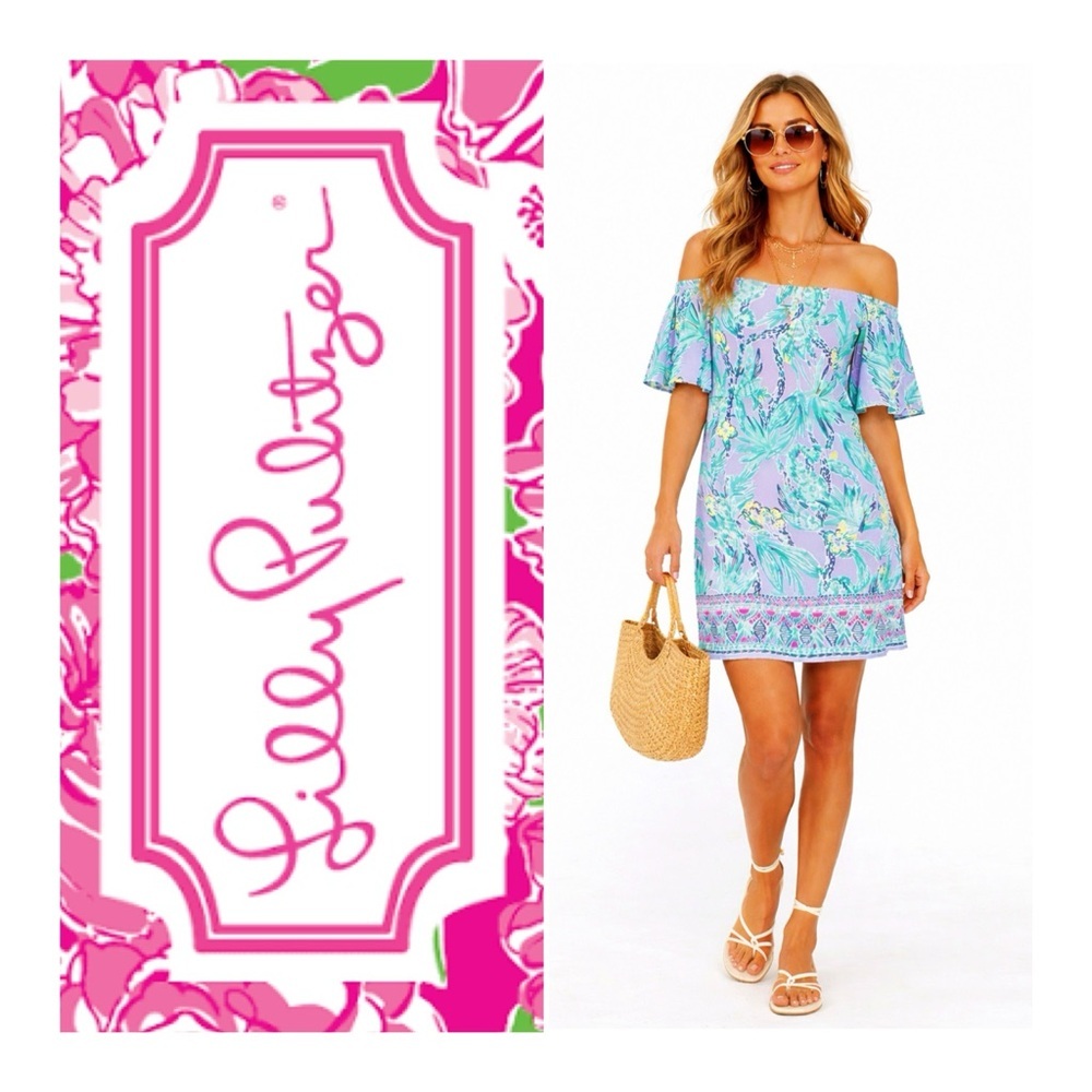 Lilly Pulitzer Lilac Purple Floral Off The Shoulder Dress